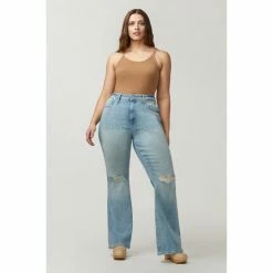 Warp + Weft MIA Plus - High Rise Flare Jeans, Burnout Jeans & Denim