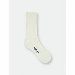 Druthers Organic Cotton Rib Slub Crew Sock - Off White Socks