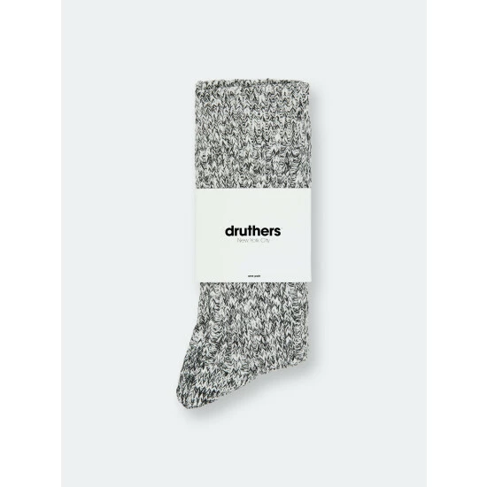 Druthers Organic Cotton Rib Slub Crew Sock - Black & White Socks Black & White 5 Druthers Organic Cotton Rib Slub Crew Sock - Black & White Socks Black & White - Image 3