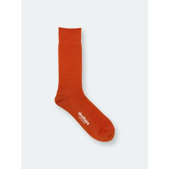 Druthers Merino Wool Waffle Sock Socks Orange 3 Druthers Merino Wool Waffle Sock Socks Orange