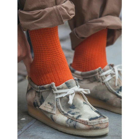 Druthers Merino Wool Waffle Sock Socks Orange 4 Druthers Merino Wool Waffle Sock Socks Orange - Image 2