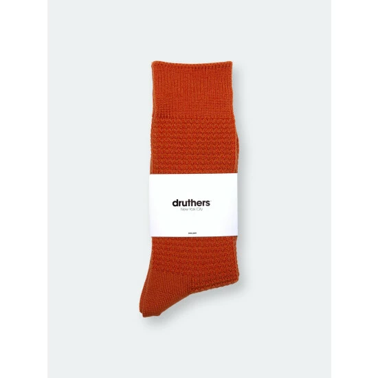 Druthers Merino Wool Waffle Sock Socks Orange 5 Druthers Merino Wool Waffle Sock Socks Orange - Image 3