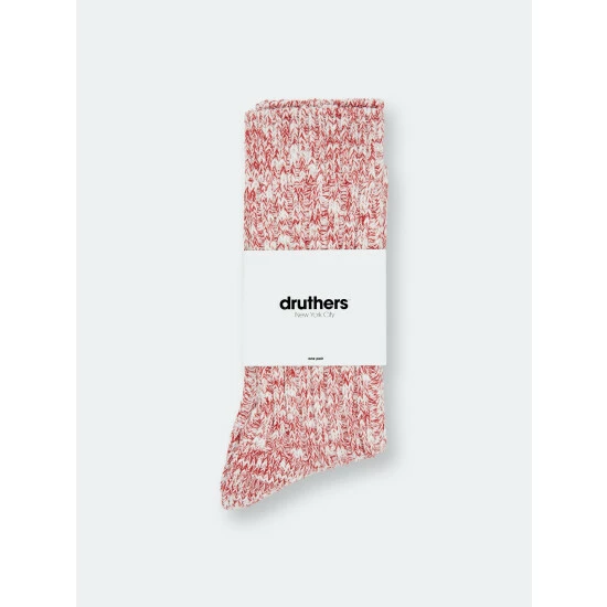 Druthers Organic Cotton Rib Slub Crew Sock - Red & White Socks Red & White 7 Druthers Organic Cotton Rib Slub Crew Sock - Red & White Socks Red & White - Image 5