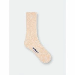 Druthers Organic Cotton Rib Slub Crew Sock - Peach & White Socks Peach & White