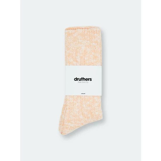 Druthers Organic Cotton Rib Slub Crew Sock - Peach & White Socks Peach & White 5 Druthers Organic Cotton Rib Slub Crew Sock - Peach & White Socks Peach & White - Image 3