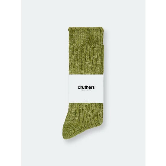 Druthers Organic Cotton Rib Slub Crew Sock - Olive Socks 6 Druthers Organic Cotton Rib Slub Crew Sock - Olive Socks - Image 4