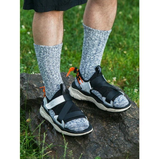 Druthers Organic Cotton Rib Slub Crew Sock - Navy & White Socks Navy & White 4 Druthers Organic Cotton Rib Slub Crew Sock - Navy & White Socks Navy & White - Image 2