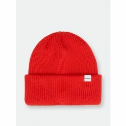 Druthers Merino Wool 1X1 Rib Knit Beanie Hats Red
