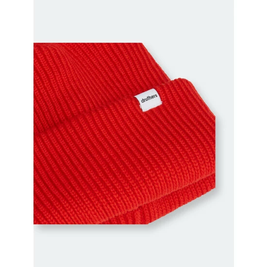 Druthers Merino Wool 1X1 Rib Knit Beanie Hats Red 4 Druthers Merino Wool 1X1 Rib Knit Beanie Hats Red - Image 2