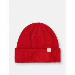 Druthers Recycled Cotton Ribbed Knit Beanie - Red Streetwear