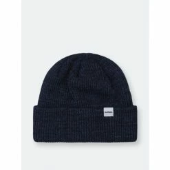 Druthers Recycled Cotton Ribbed Knit Beanie Hats Indigo