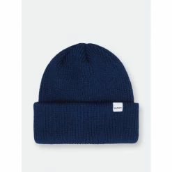 Druthers Merino Wool 1X1 Rib Knit Beanie Streetwear Navy