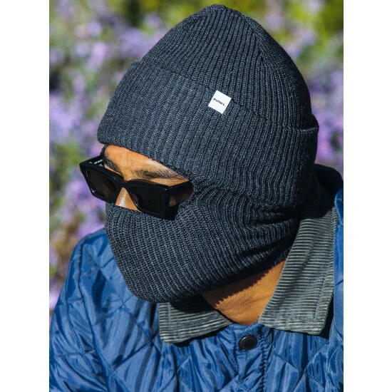 Druthers Merino Wool Balaclava Rib Knit Beanie Streetwear Charcoal 8 Druthers Merino Wool Balaclava Rib Knit Beanie Streetwear Charcoal - Image 6
