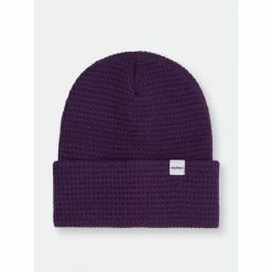Druthers Organic Cotton Waffle Knit Beanie Streetwear Royal Purple