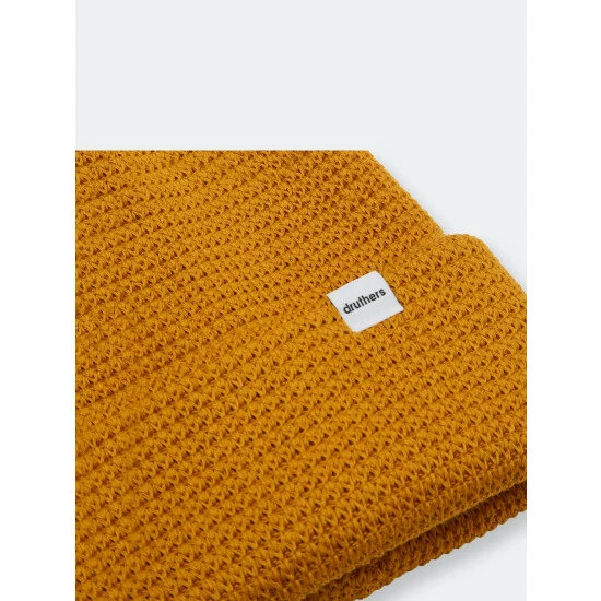 Druthers Organic Cotton Waffle Knit Beanie Streetwear Turmeric 4 Druthers Organic Cotton Waffle Knit Beanie Streetwear Turmeric - Image 2