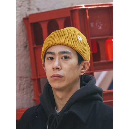 Druthers Organic Cotton Waffle Knit Beanie Streetwear Turmeric 5 Druthers Organic Cotton Waffle Knit Beanie Streetwear Turmeric - Image 3