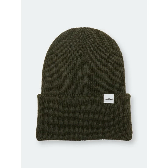 Druthers Merino Wool Balaclava Rib Knit Beanie Streetwear Olive 5 Druthers Merino Wool Balaclava Rib Knit Beanie Streetwear Olive - Image 3