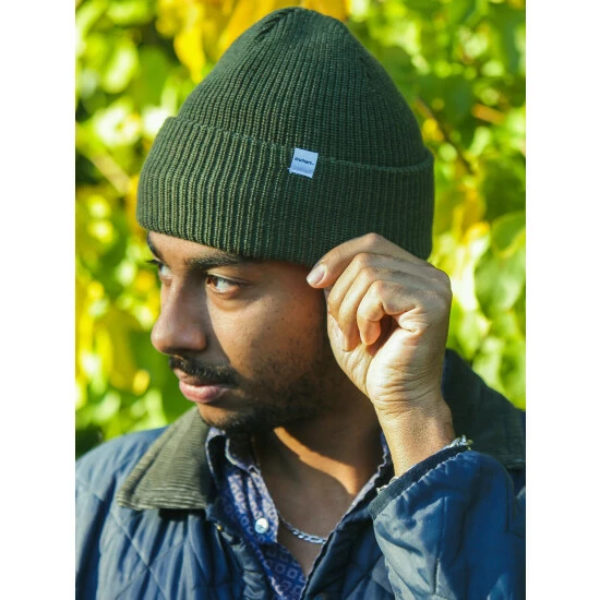 Druthers Merino Wool Balaclava Rib Knit Beanie Streetwear Olive 7 Druthers Merino Wool Balaclava Rib Knit Beanie Streetwear Olive - Image 5