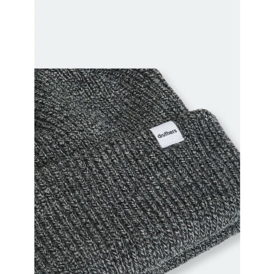 Druthers Merino Wool 1X1 Rib Knit Beanie Hats Black Marled 4 Druthers Merino Wool 1X1 Rib Knit Beanie Hats Black Marled - Image 2
