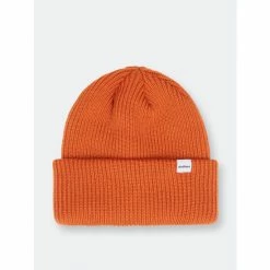Druthers Merino Wool 1X1 Rib Knit Beanie Streetwear Orange