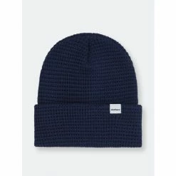 Druthers Organic Cotton Waffle Knit Beanie Streetwear Navy