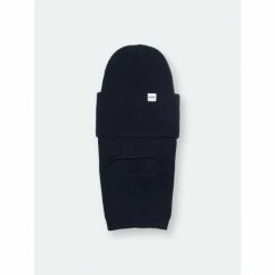 Druthers Merino Wool Balaclava Rib Knit Beanie Streetwear Navy