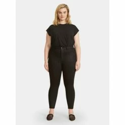 Warp + Weft MXP Plus Size High Rise - Onyx Wax Coated Denim